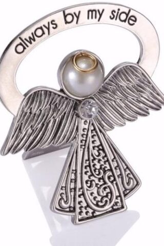 089945596786 Rhodium Bedside Angel With Crystal Feather Accent