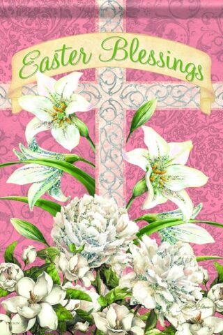 096069463757 Easter Blessings Cross Glitter Garden Flag