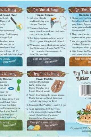 1210000303707 2018 VBS Shipwrecked Try This At Home Sticker Sheet 10 Pack