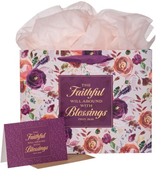 1220000138339 Faithful Will Abound With Blessings Large With Card And Tissue