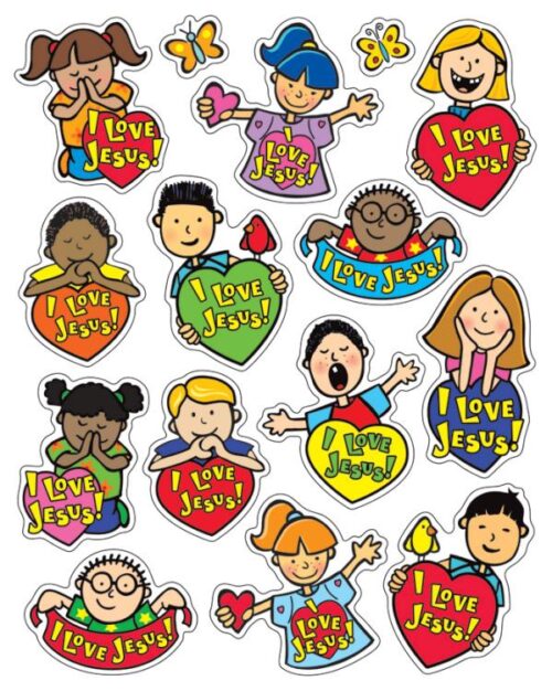 1594410232 I Love Jesus Shape Stickers