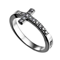 473689241369 Sideways Cross Christ My Strength (Size 6 Ring)