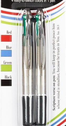 6006937132665 Isaiah 26:3 Four Color Pen 2 Pack