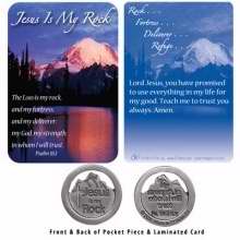 615122121245 Jesus Is My Rock Pocket Piece With Card