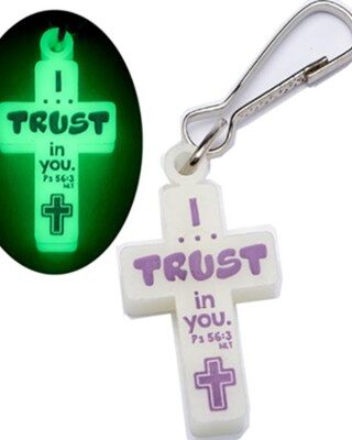 615122154854 Fearbusters Glow In The Dark Cross Zipper Pull With Clip