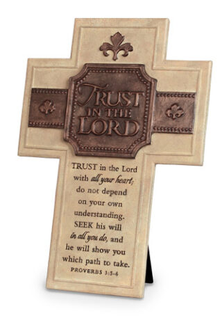 667665118541 Trust In The Lord Desktop Cast Stone Cross