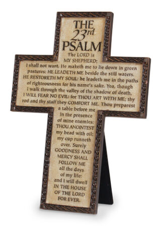 667665118572 23rd Psalm Desktop Cast Stone Cross