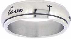 670690388100 Cursive True Love Waits Cross Spin Style (Size 10 Ring)