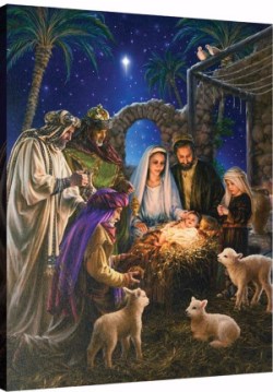 725734905642 Away In A Manger Fiber Optic Canvas