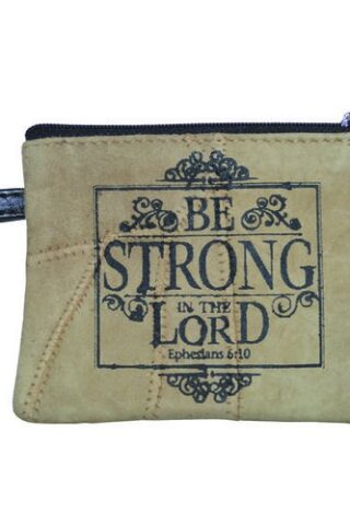 759830240260 Be Strong In The Lord Reclaimed Leather Coin Purse