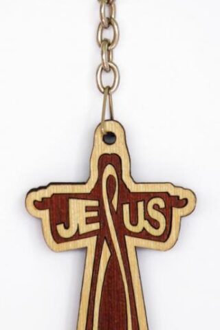 810013850116 Jesus Wooden Cross Key Chain