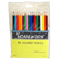 851806000158 Plus Homework Colored Pencils 18 Pack