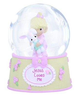 875555021219 Musical Jesus Loves Me Girl Water Globe