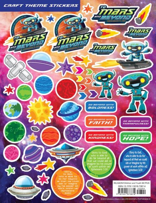 9781501873874 2019 VBS To Mars And Beyond Craft Theme Stickers 12 Pack