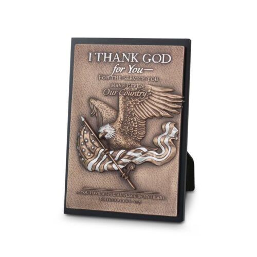 667665207603 Eagle With Flag Sculpture (Plaque)