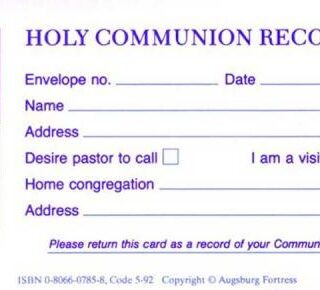 9780806607856 Communion Record Card