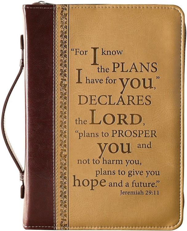 1220000130029 Tan Faux Leather Bible Cover for Men and Women I Know The Plans - Jeremiah 29:1