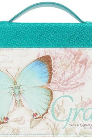 6006937131699 Blue Botanic Butterfly Blessings Grace" Bible / Book Cover - Ephesians 2:8 (Med"