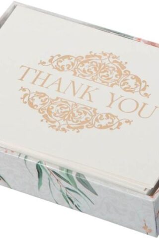 1220000371002 With Love Boxed Floral Thank You Note Card & Teal Envelope Set for Women