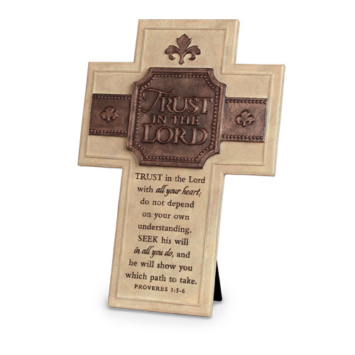 667665118541 Trust In The Lord Desktop Cast Stone Cross