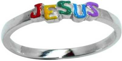 670690499059 Rainbow Enameled Jesus (Size size 5 Ring)