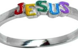 670690499073 Rainbow Enameled Jesus (Size size 7 Ring)