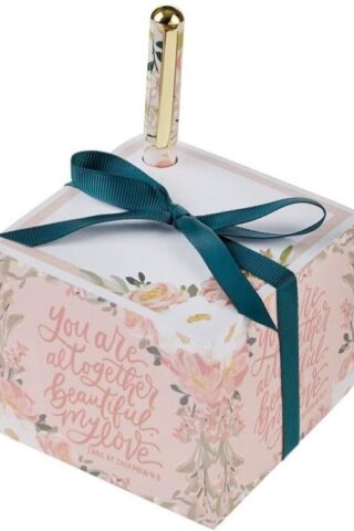 1220000721098 You Are Altogether Beautiful Pink Floral Note Block With Pen Set Song Of So