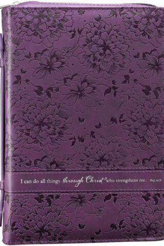 6006937109872 Purple Faux Leather Bible Cover for Women  All Things Through Christ- Philippian