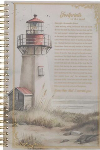 6006937170834 Footprints in the Sand Writing Wirebound Notebook - Psalm 118:29 Bible Verse