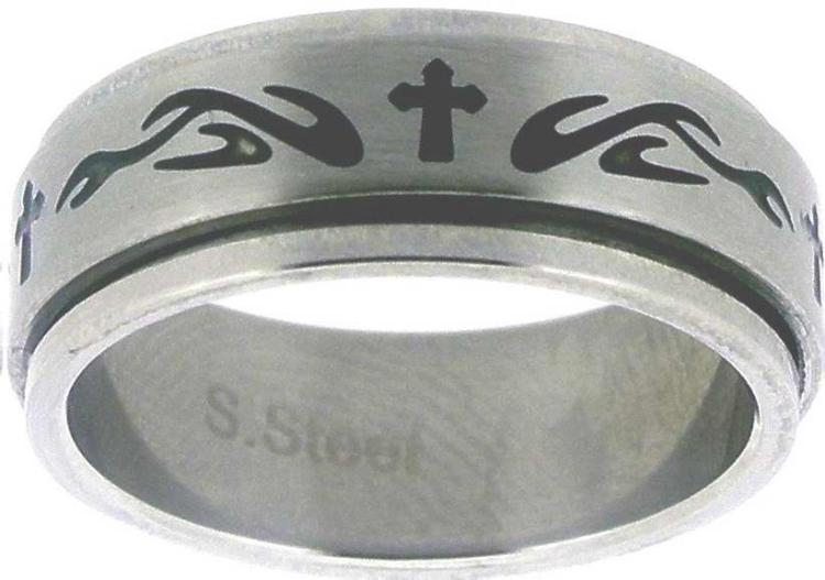 670690334114 Cross With Flames (Size size 11 Ring)