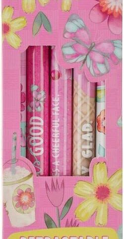 6006937177246 Pink Sprinkled With Joy Retractable Pen Set 1 Peter 1:6