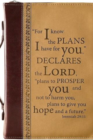 6006937082335 Tan Faux Leather Bible Cover for Men and Women I Know The Plans - Jeremiah 29:1