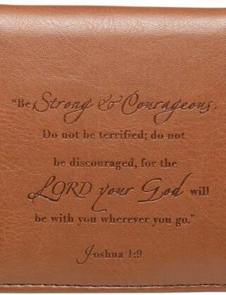6006937102309 Checkbook Cover Brown/Black Strong & Courageous Josh. 1:9
